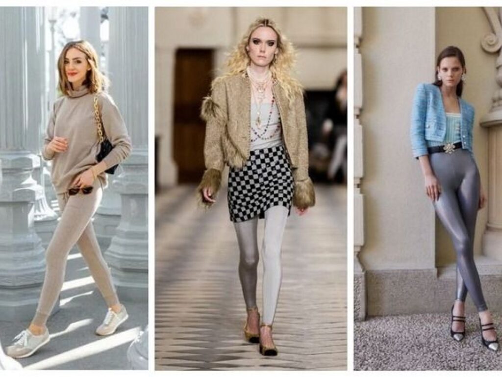 с чем носить лосины в рубчик