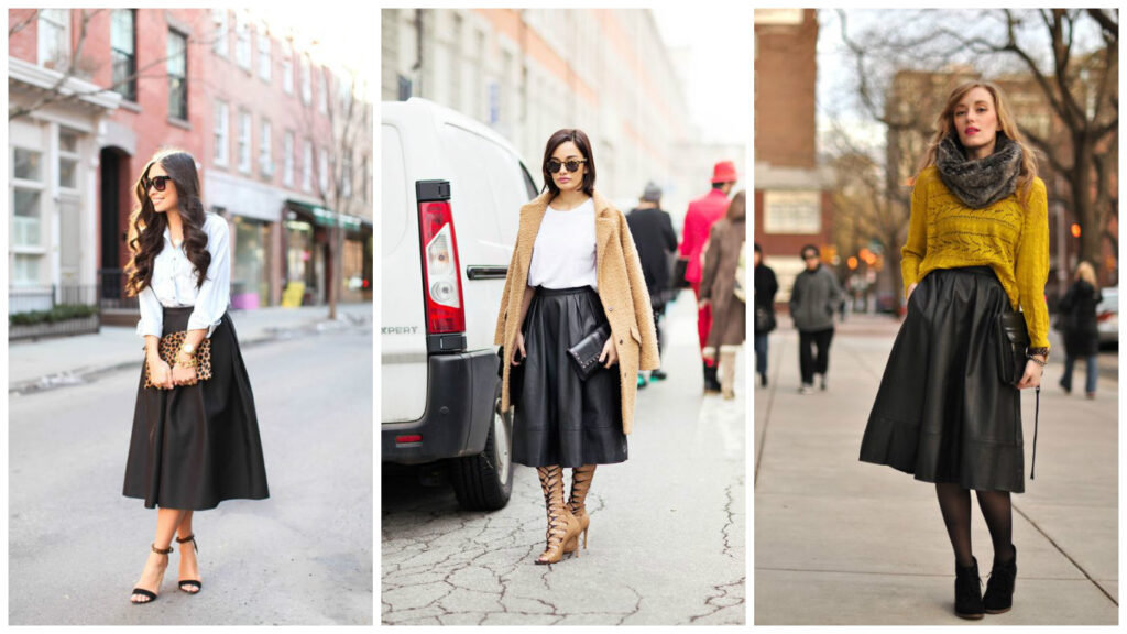 с чем носить кожаную юбку
