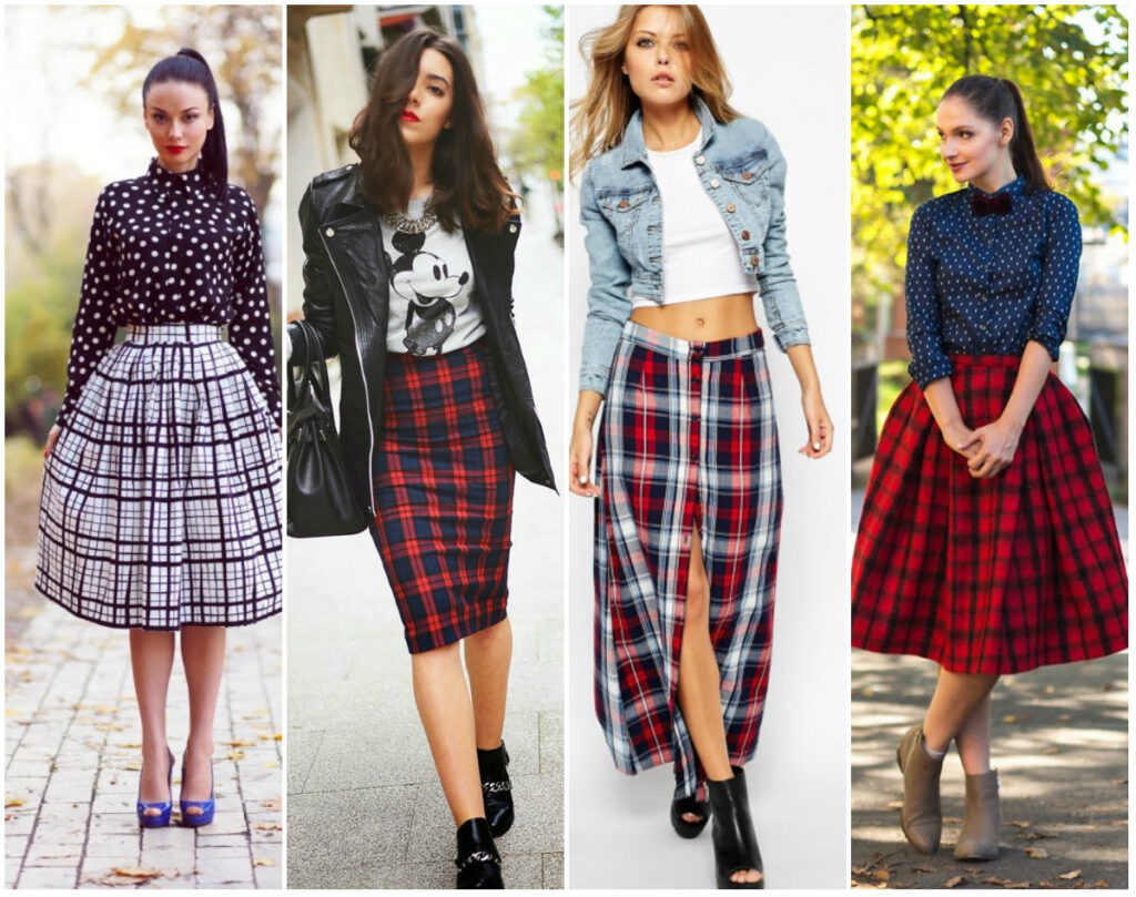 с чем носить юбку в клетку