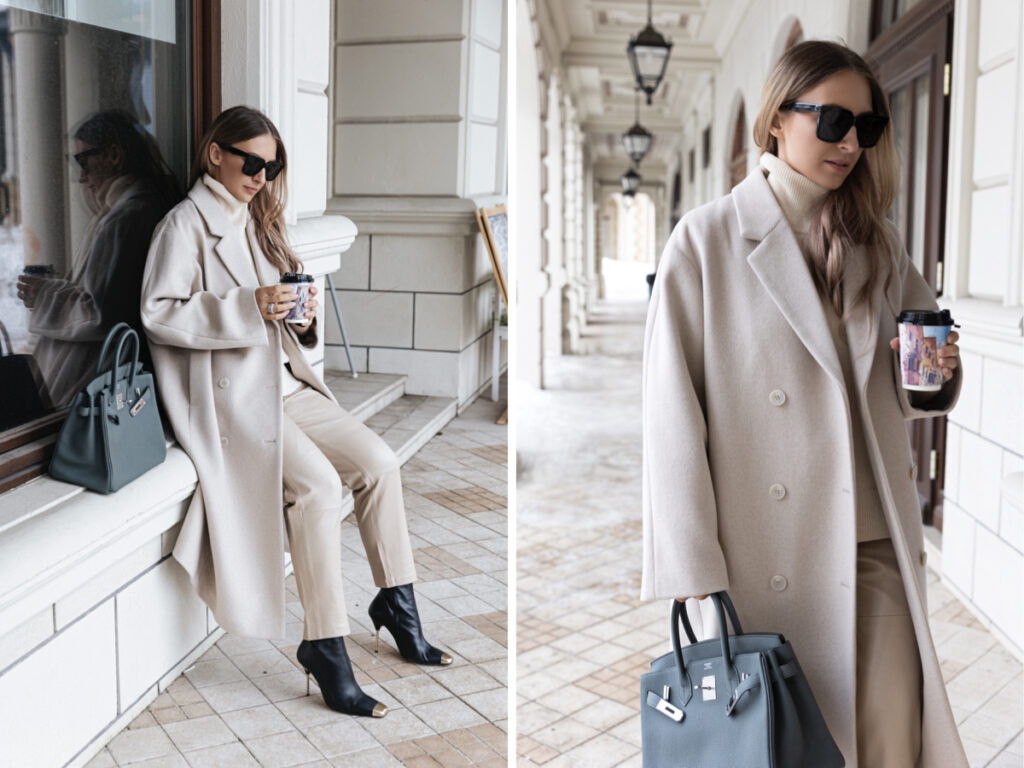 с чем носить серое пальто