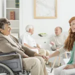 Nurse talking to lady